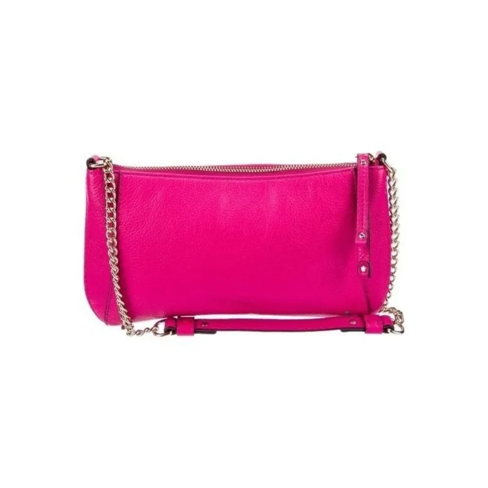 Kate Spade Pink Leather Chain-Link Zip Shoulder Bag - Picture 3 of 5